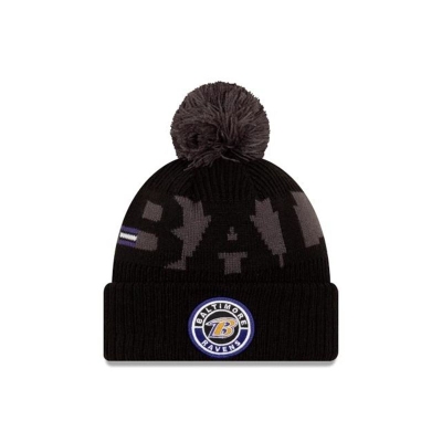 Black Baltimore Ravens Hat - New Era NFL Cold Weather Sport Knit Beanie USA3816074